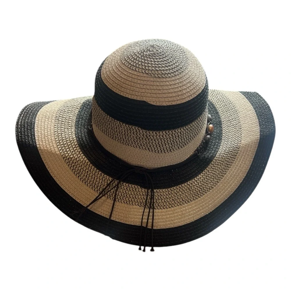 Cruise Club Stylish Floppy Black and White Wide Brim Hat